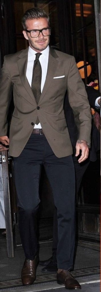 David Backham in brown and blue
